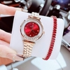 Set đồng hồ nữ chính hãng Roberto Era RE0848 dây da đỏ vỏ rose size 32mm, kèm bộ dây kim loại và phụ kiện