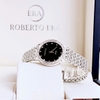 Đồng hồ nữ chính hãng Roberto Era RE2903 màu bạc mặt đen viền đá size 28mm