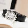 Đồng hồ nữ chính hãng Roberto Era RE1601 dây da đen mặt trắng vuông size 20x30mm vỏ silver