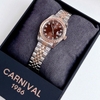 Đồng Hồ Nữ Carnival 8131L-CH-N Demi Vàng Hồng Mặt Nâu Size 30mm Quartz Japan