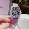 Đồng Hồ Nữ Rivero Dây Da Tím Mặt Oval Đính Đá Size 32mm Quartz Japan Chính Hãng