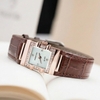 Đồng hồ nữ chính hãng Roberto Era RE1601 dây da nâu mặt trắng vuông size 20x30mm vỏ rose gold