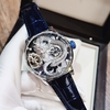 Đồng Hồ Nam Hanboro Automatic Dây Da Xanh Đậm Vỏ Silver Mặt Rồng Size 44mm HBR1018