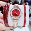 Set đồng hồ nữ chính hãng Roberto Era RE0848 dây da đỏ vỏ rose size 32mm, kèm bộ dây kim loại và phụ kiện
