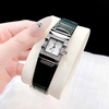 Đồng hồ nữ chính hãng Roberto Era RE1601 dây da đen mặt trắng vuông size 20x30mm vỏ silver