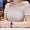 Đồng hồ nữ chính hãng Roberto Era RE0847dây da xanh dương đậm mặt đá chảy size 32mm vỏ silver