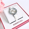Đồng hồ nữ chính hãng Roberto Era RE0841 dây da trắng mặt đá chảy size 32mm vỏ silver
