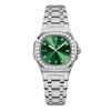 Đồng Hồ Nữ Carnival 8160L2-VT-XL Dây Thép Silver Mặt Xanh Lá Viền Đá Size 34mm Sapphire