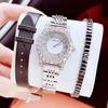 Set đồng hồ nữ chính hãng Roberto Era RE8344 dây da lụa đen size 32mm mặt đính đá - Kèm dây kim loại và phụ kiện
