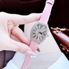 Set đồng hồ nữ chính hãng Roberto Era RE022 dây da hồng mặt số la mã vỏ silver size 36mm