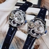 Đồng Hồ Nam Hanboro Automatic Dây Da Xanh Đậm Vỏ Silver Mặt Rồng Size 44mm HBR1018