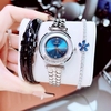 Set đồng hồ nữ chính hãng Roberto Era RE0847 dây da xanh dương vỏ silver size 32mm, kèm bộ dây kim loại và phụ kiện