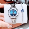 Set đồng hồ nữ chính hãng Roberto Era RE0847 dây da xanh dương vỏ silver size 32mm, kèm bộ dây kim loại và phụ kiện