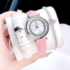 Set đồng hồ nữ chính hãng Roberto Era RE0841 dây da trắng vỏ silver size 32mm, kèm bộ dây da hồng và phụ kiện