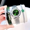 Set đồng hồ nữ chính hãng Roberto Era RE084 dây da xanh lá vỏ silver size 32mm, kèm bộ dây kim loại và phụ kiện
