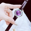 Đồng hồ nữ chính hãng Roberto Era RE0849 dây da tím mặt đá chảy size 32mm vỏ silver