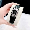 Đồng hồ nữ chính hãng Roberto Era RE1602 dây da đen mặt vuông size 20x30mm vỏ silver