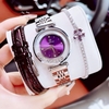 Set đồng hồ nữ chính hãng Roberto Era RE0848 dây da tím vỏ silver size 32mm, kèm bộ dây kim loại và phụ kiện