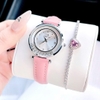 Set đồng hồ nữ chính hãng Roberto Era RE0841 dây da trắng vỏ silver size 32mm, kèm bộ dây da hồng và phụ kiện