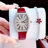 Set đồng hồ nữ chính hãng Roberto Era RE022 dây da đỏ mặt số la mã vỏ bạc silver size 36mm