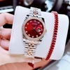 Set đồng hồ nữ Amica chính hãng màu demi vàng hồng mặt đỏ size 32mm - Đồng hồ Amica A059