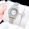 Set đồng hồ nữ chính hãng Roberto Era RE834 dây da lụa hồng size 32mm mặt đính đá - Kèm dây kim loại và phụ kiện