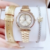 Set đồng hồ nữ chính hãng Roberto Era RE084 dây da vàng size 32mm, kèm bộ dây kim loại và phụ kiện