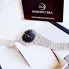 Đồng hồ nữ chính hãng Roberto Era RE2903 màu bạc mặt đen viền đá size 28mm