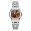 Đồng Hồ Nữ Carnival 8160L2-VT-N Dây Thép Silver Mặt Nâu Viền Đá Size 34mm Sapphire