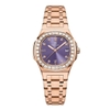 Đồng Hồ Nữ Carnival 8160L2-VH-TIM Vàng Hồng Mặt Tím Viền Đá Size 34mm Sapphire