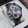 Đồng Hồ Nam Hanboro Automatic Dây Da Xanh Đậm Vỏ Silver Mặt Rồng Size 44mm HBR1018