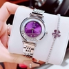 Set đồng hồ nữ chính hãng Roberto Era RE0848 dây da tím vỏ silver size 32mm, kèm bộ dây kim loại và phụ kiện