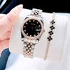 Set đồng hồ nữ Amica chính hãng màu demi vàng hồng mặt đen size 32mm - Đồng hồ Amica A059