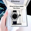 Set đồng hồ Rivero nữ chính hãng, Rivero R9009 dây cao su đen kèm bộ dây da trắng size 34mm