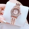 Set đồng hồ nữ chính hãng Roberto Era RE834 dây da lụa hồng size 32mm mặt đính đá kèm dây kim loại và phụ kiện màu vàng hồng