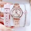 Set đồng hồ nữ chính hãng Roberto Era RE0843 dây da hồng vỏ rose size 32mm kèm bộ dây kim loại và phụ kiện