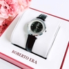 Đồng hồ nữ chính hãng Roberto Era RE0840 dây da đen mặt đá chảy size 32mm vỏ silver