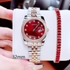 Set đồng hồ nữ Amica chính hãng màu demi vàng hồng mặt đỏ size 32mm - Đồng hồ Amica A059