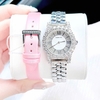 Set đồng hồ nữ chính hãng Roberto Era RE834 dây da lụa hồng size 32mm mặt đính đá - Kèm dây kim loại và phụ kiện