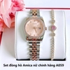 Set đồng hồ nữ Amica chính hãng màu demi vàng hồng size 32mm - Đồng hồ Amica A059