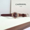 Đồng Hồ Nữ Carnival 8168L2 Dây Cao Su Nâu Đính Đá Rose Size 34mm Quartz 8168L2-VH-DCS-N