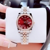 Set đồng hồ nữ Amica chính hãng màu demi vàng hồng mặt đỏ size 32mm - Đồng hồ Amica A059