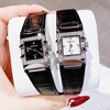 Đồng hồ nữ chính hãng Roberto Era RE1602 dây da đen mặt vuông size 20x30mm vỏ silver