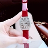 Set đồng hồ nữ chính hãng Roberto Era RE022 dây da đỏ mặt số la mã vỏ bạc silver size 36mm