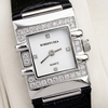 Đồng hồ nữ chính hãng Roberto Era RE1601 dây da đen mặt trắng vuông size 20x30mm vỏ silver