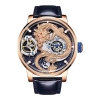 Đồng Hồ Nam Hanboro Automatic Dây Da Xanh Đậm Vỏ Rose Gold Mặt Rồng Size 44mm HBR1018