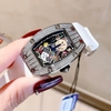 Đồng Hồ Nữ Hanboro Mặt Cười Dây Cao Su Trắng Chính Hãng Đính Đá Silver Mặt Size 36mm Quartz