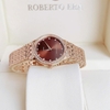 Đồng hồ nữ chính hãng Roberto Era RE2901 màu vàng hồng mặt nâu viền đá size 28mm