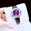 Đồng hồ nữ chính hãng Roberto Era RE0849 dây da tím mặt đá chảy size 32mm vỏ silver