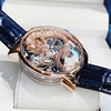 Đồng Hồ Nam Hanboro Automatic Dây Da Xanh Đậm Vỏ Rose Gold Mặt Rồng Size 44mm HBR1018